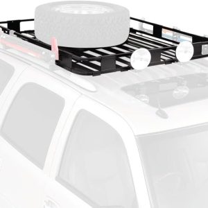 Black Aluminum  Roof Rack for Cargo, Luggage, and Bikes. Premium Quality Made in The USA. Fits Full Size Vans. 50" W x 60" L x 5" T. Requires Vehicle Specific Roof Rack Adapter