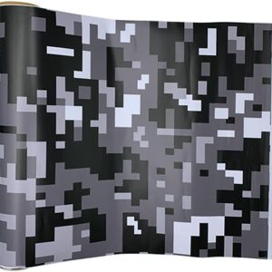Self Adhesive Digital Camouflage Car Wrap Vinyl Film PVC Camo Car Sticker Decal for Auto Motorcycle Bike Laptop, Black White Grey, 50x500cm
