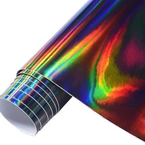 Holographic Laser Black Chrome Vinyl Sheet Car Wrap Film Self Adhesive Sticker 59.8'' x 118.11''