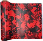 Self Adhesive Digital Camouflage Car Wrap Vinyl Film PVC Camo Car Sticker Decal for Auto Motorcycle Bike Laptop, Red, 50x500cm