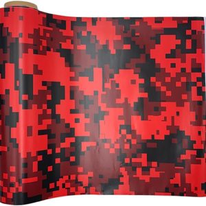 Self Adhesive Digital Camouflage Car Wrap Vinyl Film PVC Camo Car Sticker Decal for Auto Motorcycle Bike Laptop, Red, 50x500cm