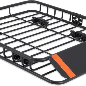51''x36''x5'' Roof Rack Basket, Cargo Carrier with Extension Black Car Top Luggage Holder, 200LBS Heavy Duty, Carrier Basket for SUV, Truck or RV Camping Storage Steel Construction