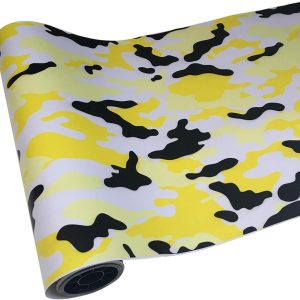 Camouflage Car Film Wrap Air Release Car Paint Protective Film Camo Car Styling Stickers Vinyl Roll for Exterior & Interior (Lemon Yellow,19.68 x 196.85 inch)