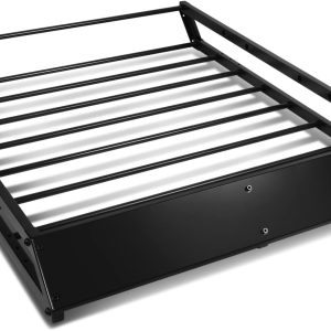 Universal Tubular Bar/Box Frame Rooftop Cargo Carrier Basket with Wind Fairing, 143 lbs Max Load