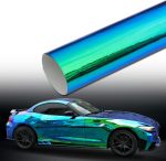 Holographic Laser Green to Blue Chrome Car Vinyl Wrap Glossy Chameleon Vehicle Vinyl Film Car Motorcycle Color Changing Film, 59.84'' x 118.11''