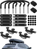 4Pack Roof Box U-Bolt Clamps with 8 Lock Nuts,  Roof Box U-Bolt Clamps Car Van Mounting Fitting Kit with 8 Lock Nuts 2 Straps for Cargo Carrier Rack
