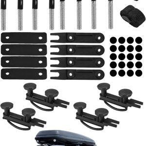 4Pack Roof Box U-Bolt Clamps with 8 Lock Nuts,  Roof Box U-Bolt Clamps Car Van Mounting Fitting Kit with 8 Lock Nuts 2 Straps for Cargo Carrier Rack
