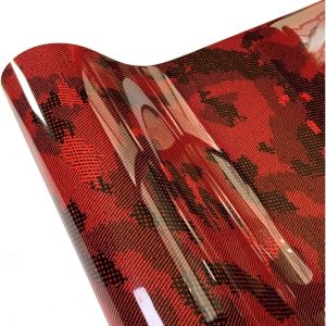 Carbon Fiber Vinyl Wrap Car Stickers Camouflage Vinyl Wrap Film Car Body Stickers Vinyl Adhesive for Automotive Parts(Red,50cmx300cm)